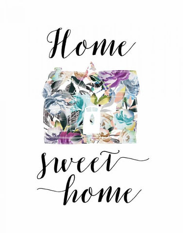 Home Sweet Home Floral Black Ornate Wood Framed Art Print with Double Matting by Moss, Tara