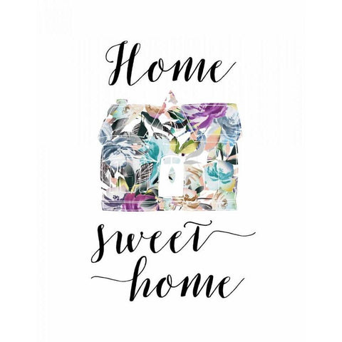 Home Sweet Home Floral White Modern Wood Framed Art Print by Moss, Tara