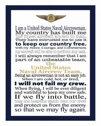 Naval Aircrewman Creed White Modern Wood Framed Art Print with Double Matting by Moss, Tara