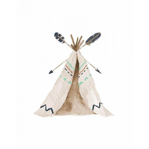 Blue Tee Pee White Modern Wood Framed Art Print by Moss, Tara