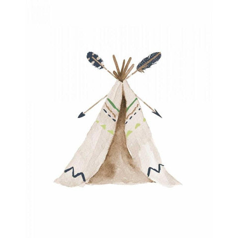 Green Tee Pee White Modern Wood Framed Art Print by Moss, Tara