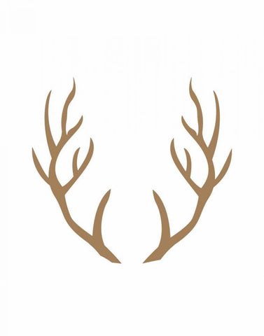 Brown Antlers White Modern Wood Framed Art Print with Double Matting by Moss, Tara