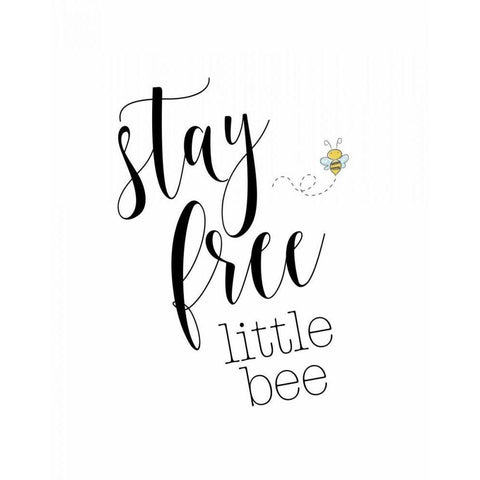 Stay Free Little Bee White Modern Wood Framed Art Print by Moss, Tara