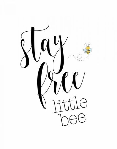 Stay Free Little Bee Black Ornate Wood Framed Art Print with Double Matting by Moss, Tara