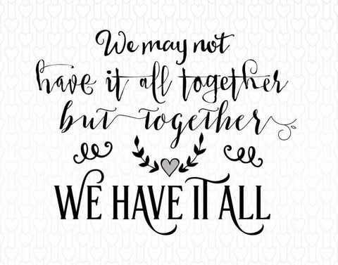 Together We Have It All Hearts White Modern Wood Framed Art Print with Double Matting by Moss, Tara