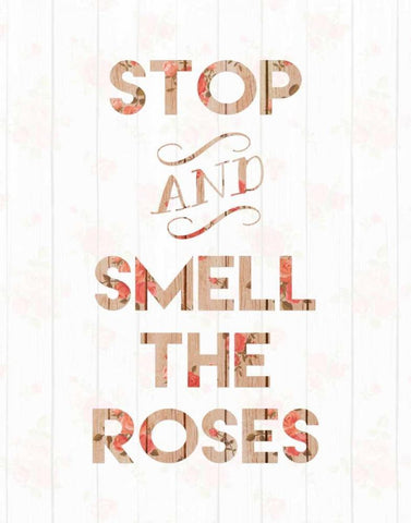 Stop and Smell the Roses White Modern Wood Framed Art Print with Double Matting by Moss, Tara