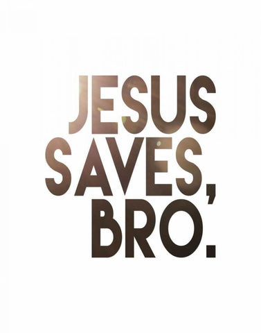 Jesus Saves Bro Black Ornate Wood Framed Art Print with Double Matting by Moss, Tara