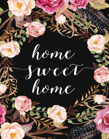 Home Sweet Home Black Ornate Wood Framed Art Print with Double Matting by Moss, Tara