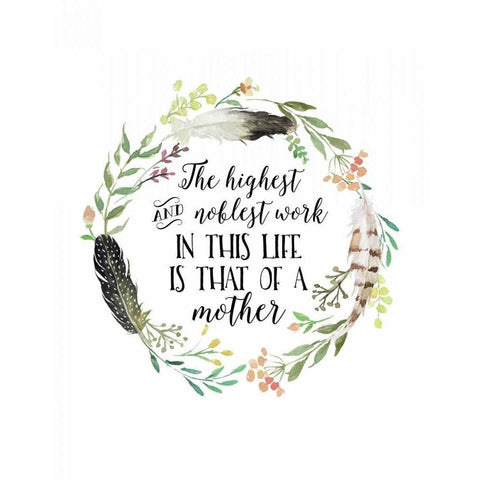 Mother Quote Wreath Black Modern Wood Framed Art Print with Double Matting by Moss, Tara