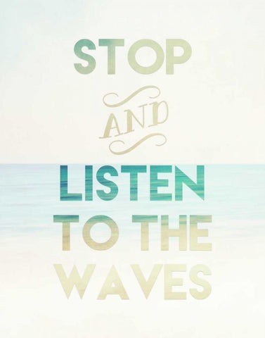 Listen to the Waves White Modern Wood Framed Art Print with Double Matting by Moss, Tara