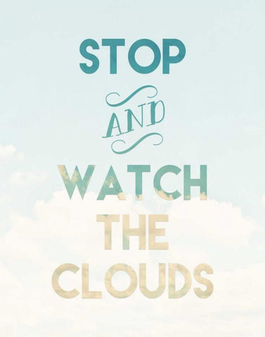 Watch the Clouds White Modern Wood Framed Art Print with Double Matting by Moss, Tara