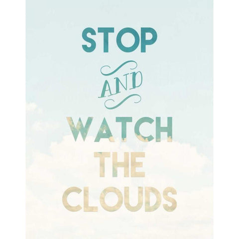 Watch the Clouds White Modern Wood Framed Art Print by Moss, Tara