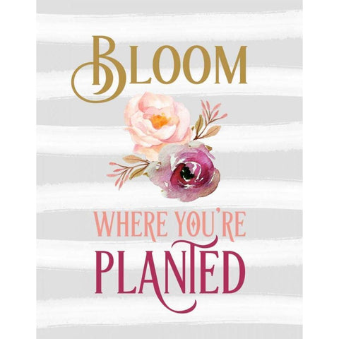 Bloom Watercolor Flowers White Modern Wood Framed Art Print by Moss, Tara