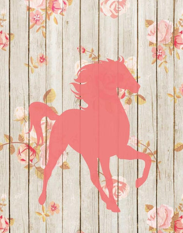 Pink Horse Floral Wood White Modern Wood Framed Art Print with Double Matting by Moss, Tara