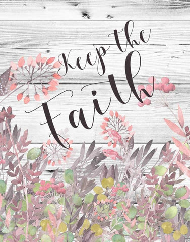 Keep the Faith Floral Watercolor White Modern Wood Framed Art Print with Double Matting by Moss, Tara