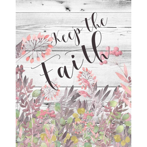 Keep the Faith Floral Watercolor Gold Ornate Wood Framed Art Print with Double Matting by Moss, Tara