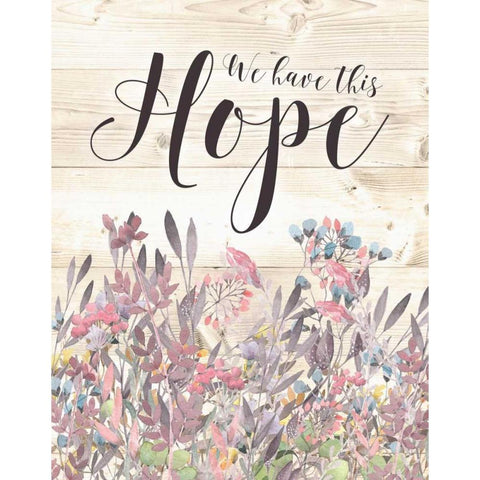 Hope Floral Watercolor Wood White Modern Wood Framed Art Print by Moss, Tara