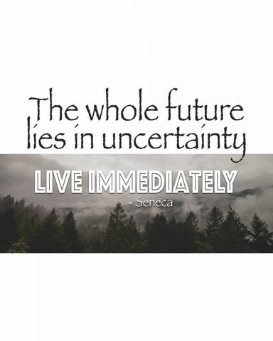 Live Immediately Quote Black Ornate Wood Framed Art Print with Double Matting by Moss, Tara