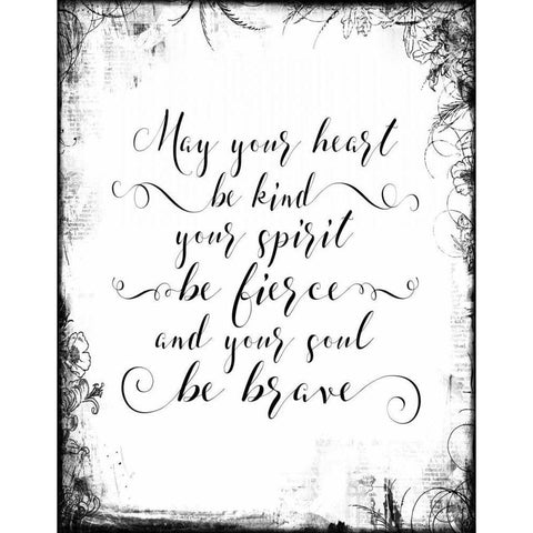 Kind Fierce Brave with Border Black Modern Wood Framed Art Print with Double Matting by Moss, Tara