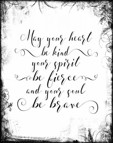 Kind Fierce Brave with Border Black Ornate Wood Framed Art Print with Double Matting by Moss, Tara