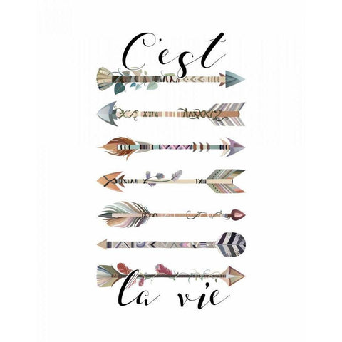 Cest La Vie Arrows White Modern Wood Framed Art Print by Moss, Tara