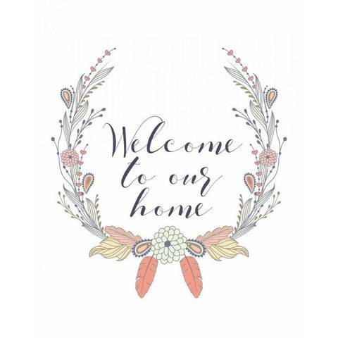 Welcome to Our Home Gold Ornate Wood Framed Art Print with Double Matting by Moss, Tara