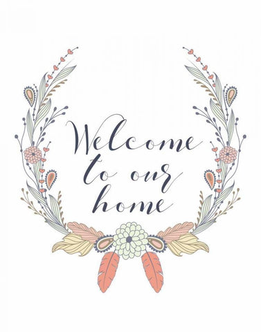 Welcome to Our Home Black Ornate Wood Framed Art Print with Double Matting by Moss, Tara