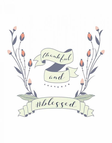 Thankful and Blessed Black Ornate Wood Framed Art Print with Double Matting by Moss, Tara