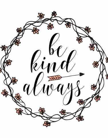 Be Kind Always Black Ornate Wood Framed Art Print with Double Matting by Moss, Tara