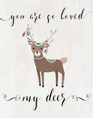 So Loved My Deer Black Ornate Wood Framed Art Print with Double Matting by Moss, Tara