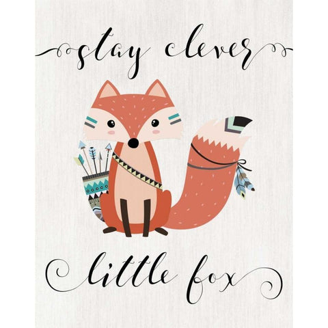 Stay Clever Little Fox Black Modern Wood Framed Art Print with Double Matting by Moss, Tara