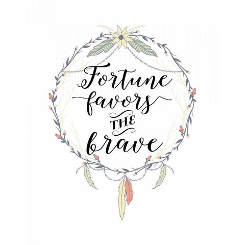 Fortune Favors the Brave Black Modern Wood Framed Art Print with Double Matting by Moss, Tara