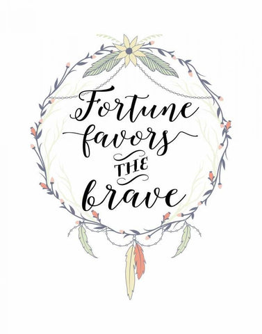 Fortune Favors the Brave Black Ornate Wood Framed Art Print with Double Matting by Moss, Tara