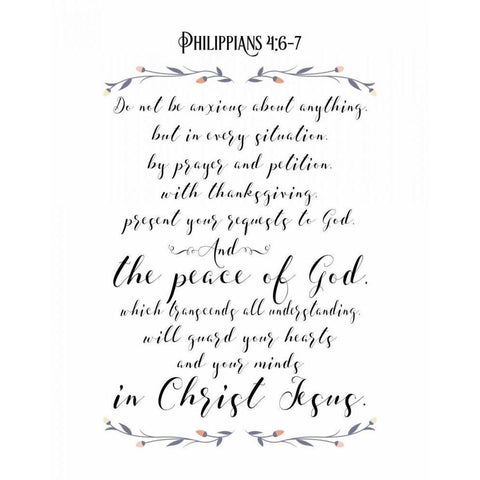 Philippians 4 White Modern Wood Framed Art Print by Moss, Tara