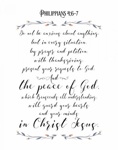 Philippians 4 White Modern Wood Framed Art Print with Double Matting by Moss, Tara