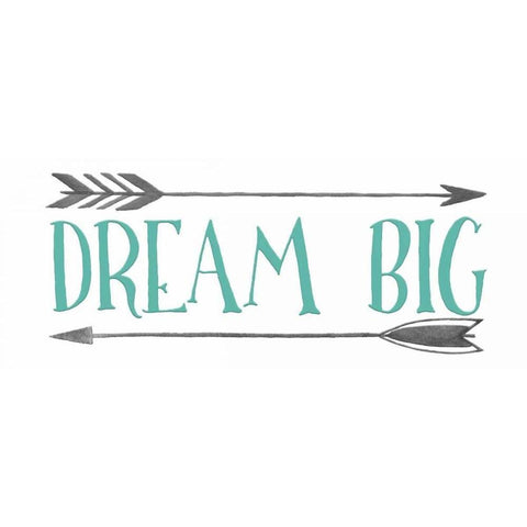 Dream Big Arrow White Modern Wood Framed Art Print by Moss, Tara