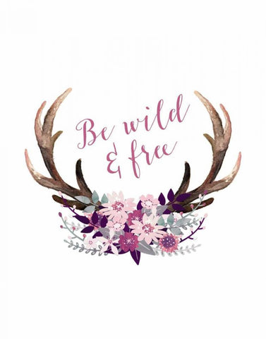 Be Wild and Free White Modern Wood Framed Art Print with Double Matting by Moss, Tara