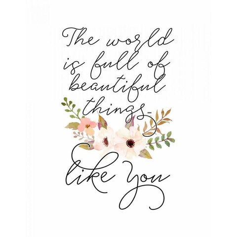 Beautiful Things Like You White Modern Wood Framed Art Print by Moss, Tara