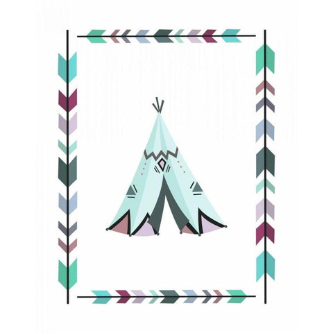 Teepee Teal and Purple Black Modern Wood Framed Art Print with Double Matting by Moss, Tara