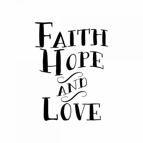 Faith, Hope, Love Black Ornate Wood Framed Art Print with Double Matting by Moss, Tara