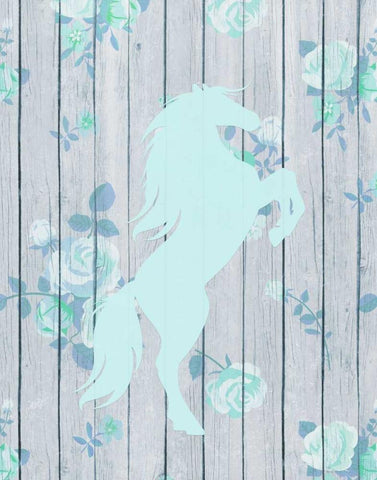 Pale Blue Horse Black Ornate Wood Framed Art Print with Double Matting by Moss, Tara