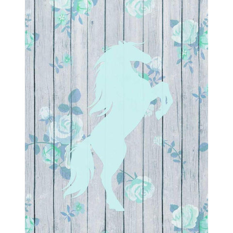 Pale Blue Horse Black Modern Wood Framed Art Print with Double Matting by Moss, Tara