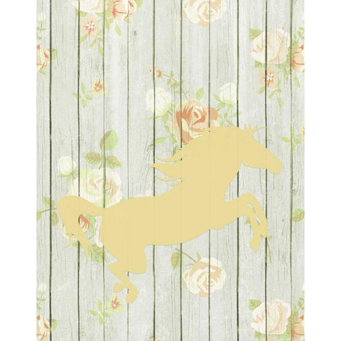 Pale Yellow Horse Gold Ornate Wood Framed Art Print with Double Matting by Moss, Tara