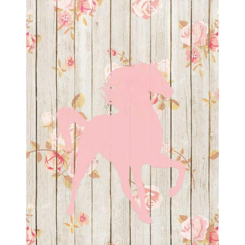 Pale Pink Horse White Modern Wood Framed Art Print by Moss, Tara