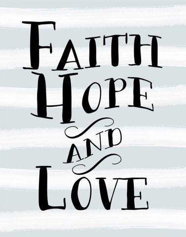 Faith, Hope, and Love Stripes Black Ornate Wood Framed Art Print with Double Matting by Moss, Tara