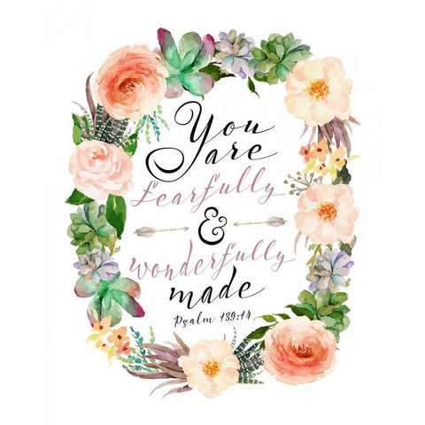 Psalm 139-14 Black Modern Wood Framed Art Print with Double Matting by Moss, Tara