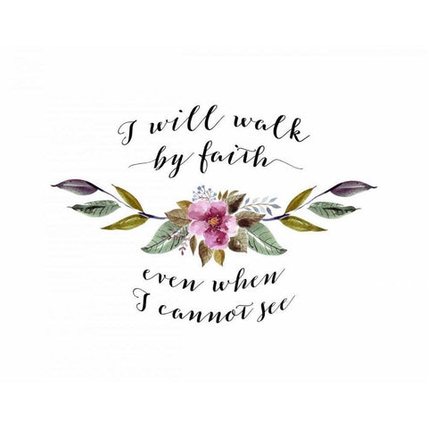 I Will Walk by Faith Floral Black Modern Wood Framed Art Print with Double Matting by Moss, Tara