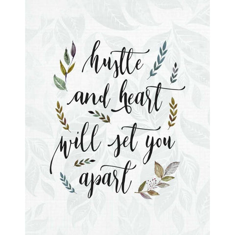 Hustle and Heart White Modern Wood Framed Art Print by Moss, Tara