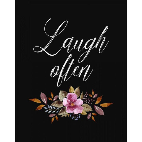 Laugh Often Black Modern Wood Framed Art Print with Double Matting by Moss, Tara