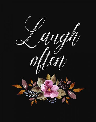 Laugh Often White Modern Wood Framed Art Print with Double Matting by Moss, Tara